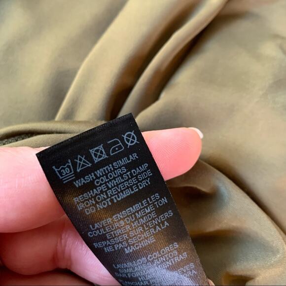 ASOS olive army green tan cold shoulder sleeve top size 0 - Picture 12 of 14